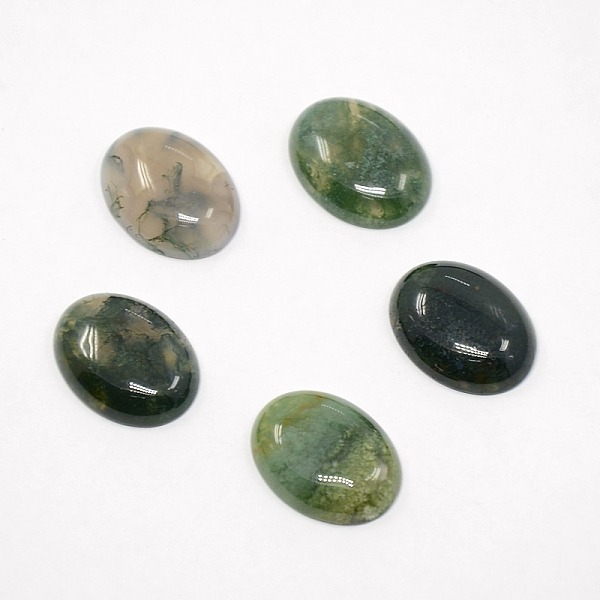 

PandaHall Mixed Oval Shape Natural Moss Agate Cabochons, Dyed, 20x15x5mm Moss Agate Oval