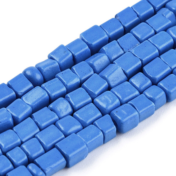 

PandaHall Opaque Spray Painted Glass Bead Strands, Rectangle, Royal Blue, 2~4.5x3.5~4x3.5~4mm, Hole: 1.2mm, about 105~110pcs/strand, 14.88...