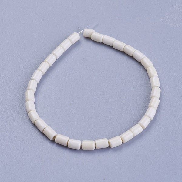 

PandaHall Synthetic Magnesite Beads Strands, Dyed, Column, Cornsilk, 5~5.5x3.5mm, Hole: 0.8mm, about 31pcs/strand, 6.1 inch(15.5cm)..., Gold