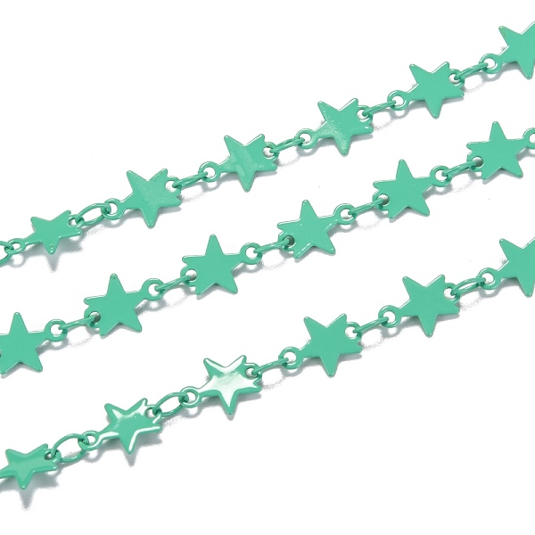 

PandaHall Spray Painted Brass Link Chains, Soldered, with Spool, Star, Medium Sea Green, link: 4x3x0.5mm, star: 8.5x6.5x0.4mm, 32.8 Feet...