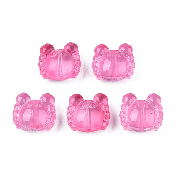 

PandaHall Transparent Spray Painted Glass Beads, Crab, Hot Pink, 13x14x6.5mm, Hole: 1mm Glass Crab