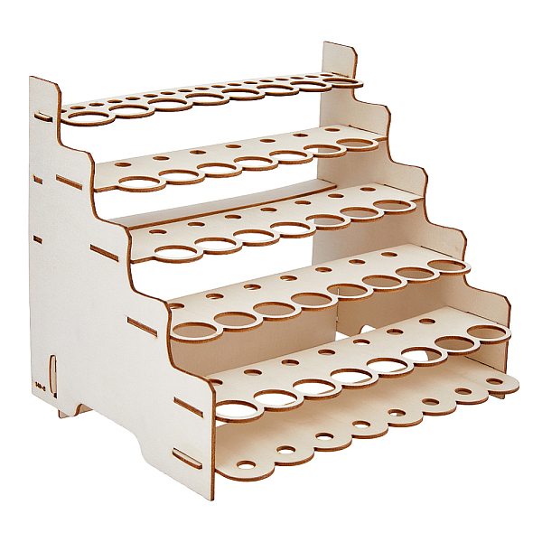 

PandaHall 1 Set Wall-mounted Wooden Paint Rack Wheat Paint Brushes Holder Multi-Holes Space-Saving Pigment Organizer Wooden Craft Paint..., Orange