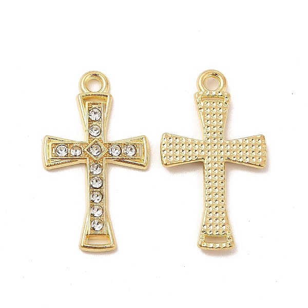 

PandaHall Alloy with Crystal Rhinestone Pendants, Cross Charms, Golden, 26.5x15x2mm, Hole: 1.8mm Acrylic+Rhinestone Cross Clear
