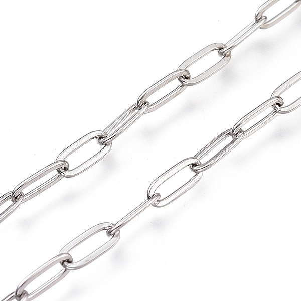 

PandaHall 304 Stainless Steel Paperclip Chains, Drawn Elongated Cable Chains, with Spool, Soldered, Stainless Steel Color, 9.5x4x0.5mm...