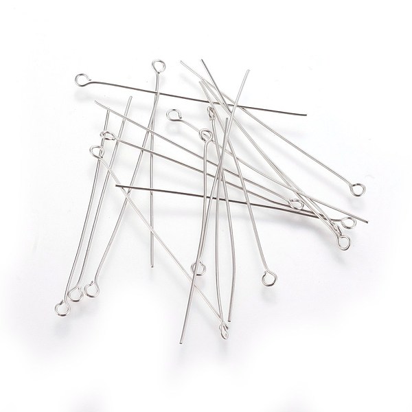 

PandaHall Stainless Steel Eye Pin, Metal Jewelry Fittings, 50x0.6mm, Hole: 2mm Stainless Steel