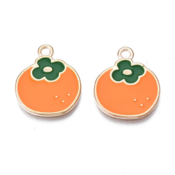 

PandaHall Alloy Enamel Pendants, Cadmium Free & Lead Free, Orange, Light Gold, Dark Orange, 19x17x1mm, Hole: 1.8mm Alloy+Enamel Fruit