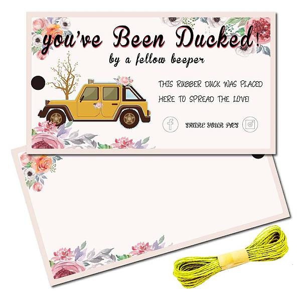 PandaHall CREATCABIN 50Pcs You've Been Ducked Cards Duck Tags Card Ducking Game DIY Jeep Duck Card with Hole and Twine for Rubber Ducks...
