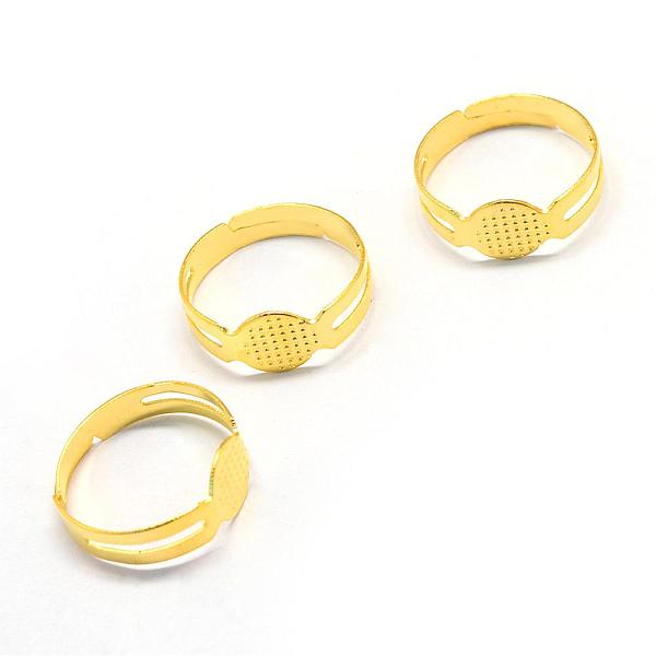 

PandaHall Adjustable Iron Pad Ring Settings, Flat Round, Size 7, Golden, Tray: 8mm, 17mm Iron