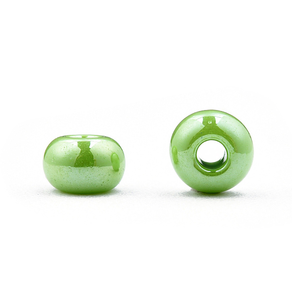 

PandaHall 6/0 Czech Opaque Glass Seed Beads, Lustered, Round, Spring Green, 4x3mm, Hole: 1.2mm, about 500g/bag Czech Glass