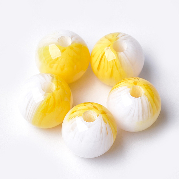 

PandaHall Resin Beads, Round, Gold, 14x13.5mm, Hole: 2.5mm Resin Round Gold
