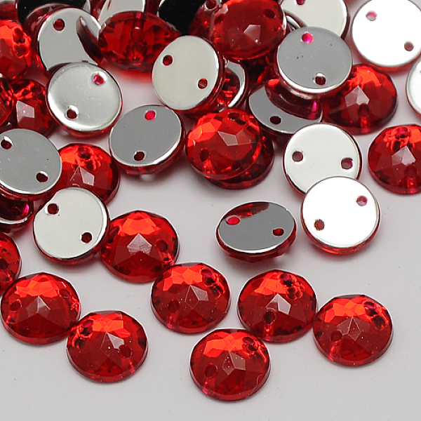 

PandaHall Sew on Rhinestone, Taiwan Acrylic Rhinestone, Two Holes, Garments Accessories, Faceted, Half Round/Dome, FireBrick, 8x3mm, Hole..., Red