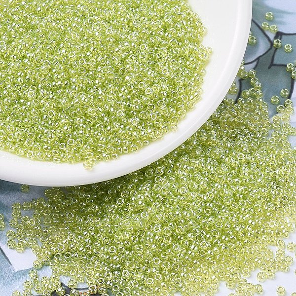 

PandaHall MIYUKI Round Rocailles Beads, Japanese Seed Beads, 11/0, (RR172) Transparent Chartreuse Luster, 2x1.3mm, Hole: 0.8mm, about..., Green