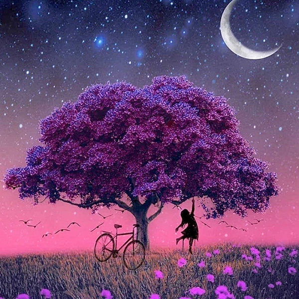 

PandaHall DIY Rectangle Diamond Painting Kits, Including Canvas, Resin Rhinestones, Diamond Sticky Pen, Tray Plate and Glue Clay, Tree..., Multicolor