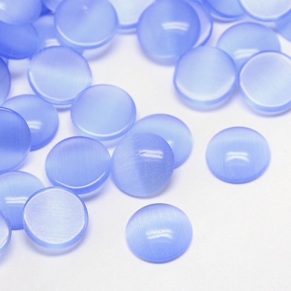 

PandaHall Cat Eye Cabochons, Half Round, Cornflower Blue, 10x2~3mm Glass Half Round Blue