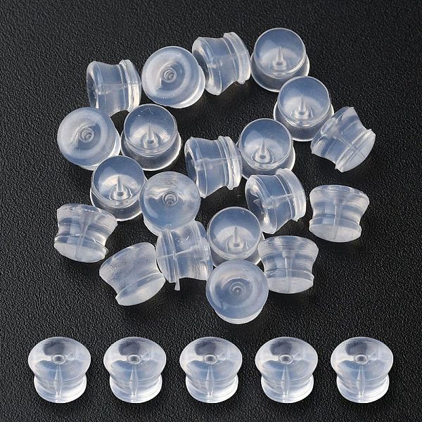 

PandaHall Silicone Bell Ear Nuts, Earring Backs, for Stud Earring Making, Clear, 5.5x4.5mm, Hole: 1mm Silicone Clear
