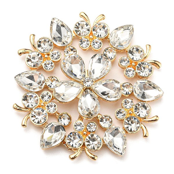 

PandaHall Alloy Rhinestone Cabochons, Light Gold, Flower, 50.5x48x8mm Alloy+Rhinestone Flower Clear