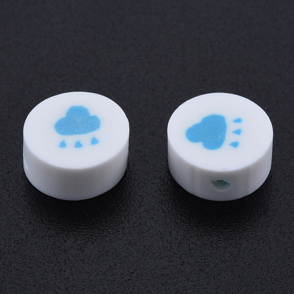 

PandaHall Handmade Polymer Clay Beads, Flat Round, Rain Pattern, 9~9.5x4.5~5mm, Hole: 1.6mm Polymer Clay Others