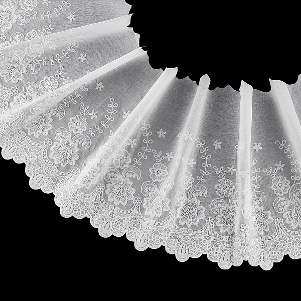 

PandaHall Fingerinspire 3 Yards Flat Embroidery Flower Cotton Ribbon, Wavy Edge Ribbon, White, 8-5/8 inch(220~235mm) Cotton Flower White