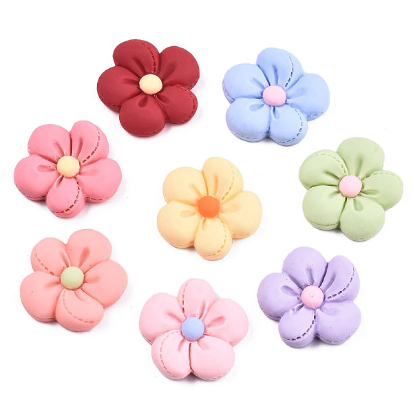 

PandaHall Opaque Resin Cabochons, Flower, Mixed Color, 1x1x1/4 inch(24x24x6mm) Resin Flower Multicolor