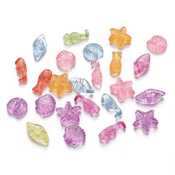 

PandaHall Transparent Acrylic Beads, Mixed Marine Organism Shapes, Mixed Color, 5~14x5~12x3.5~4.5mm, Hole: 1.6mm, about 2500pcs/500g Acrylic..., Multicolor