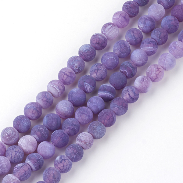 Natural Fire Crackle Agate Bead Strands