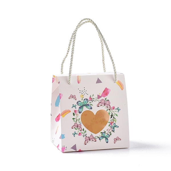 

PandaHall Rectangle Paper Gift Boxes with Handle Rope, Clear Heart Window Box for Gift Wrapping, Butterfly Pattern, 9x11.5x11.5cm Paper...