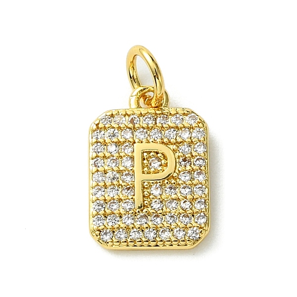 

PandaHall Rack Plating Brass Micro Pave Clear Cubic Zirconia Charms, Long-Lasting Plated, Lead Free & Cadmium Free, Rectangle with Letter...