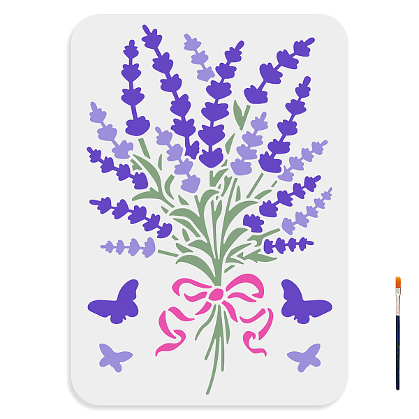 

PandaHall MAYJOYDIY US 1Pc PET Hollow Out Drawing Painting Stencils, for DIY Scrapbook, Photo Album, with 1Pc Art Paint Brushes, Lavender...