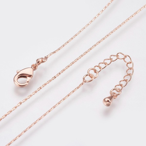 PandaHall Long-Lasting Plated Brass Coreana Chain Necklaces, with Lobster Claw Clasp, Nickel Free, Real Rose Gold Plated, 18.1 inch (46cm)...
