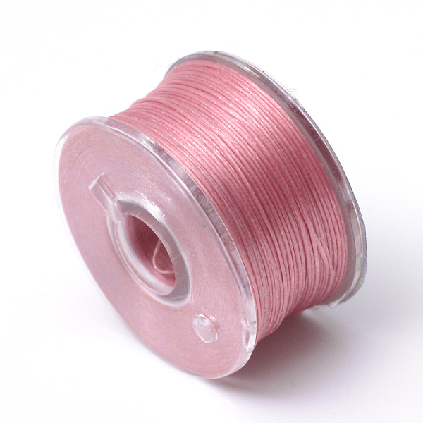 

PandaHall Special Coated Polyester Beading Threads for Seed Beads, Pale Violet Red, 0.1mm, about 50yards/roll Polyester Pink