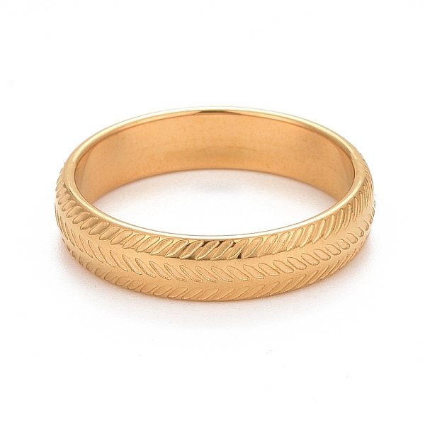 Ионное покрытие (ip) 304 плоское кольцо из нержавеющей стали с листовым узором для женщин