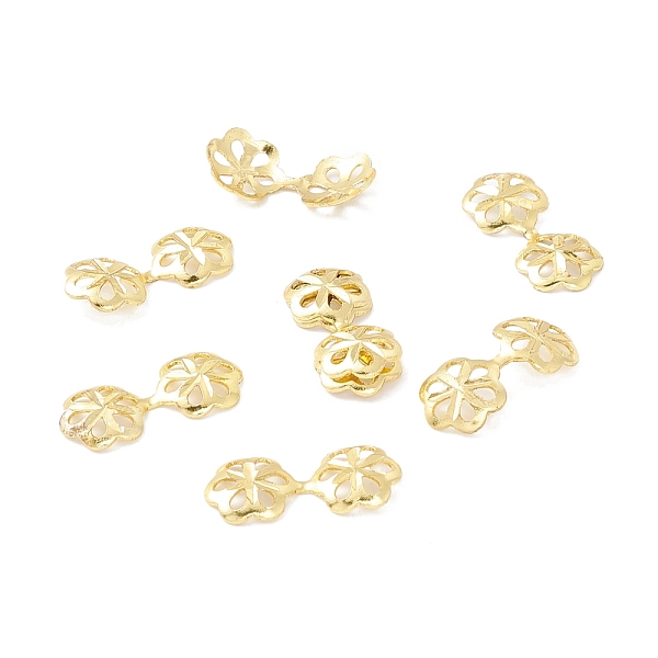 

PandaHall Brass Multi-Strand Links, Long-Lasting Real Gold Plated, Double Flower, Golden, 17x7.5x1.5mm, Hole: 1.2x1.4mm Brass Flower