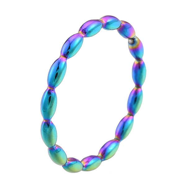 

PandaHall Ion Plating(IP) 201 Stainless Steel Rice Wrap Finger Ring for Women, Rainbow Color, US Size 8(18.1mm) 201 Stainless Steel