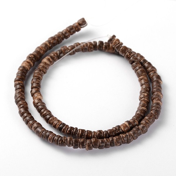 

PandaHall Natural Coconut Column Bead Strands, Coconut Brown, 5x2~5mm, Hole: 1mm, about 134pcs/strand, 15.4 inch Coconut Column Brown