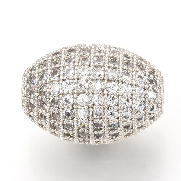 

PandaHall Brass Micro Pave Cubic Zirconia Beads, Oval, Clear, Platinum, 16x12mm, Hole: 2mm Brass+Cubic Zirconia Oval Clear