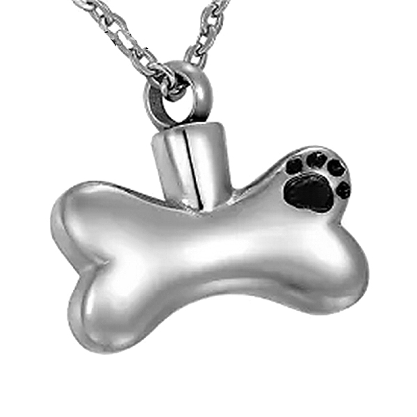 

PandaHall Titanium Steel Dog Bone with Paw Print Pendant Necklaces, Urn Ashes Necklaces, Stainless Steel Color, 21.65 inch(55cm) Titanium...