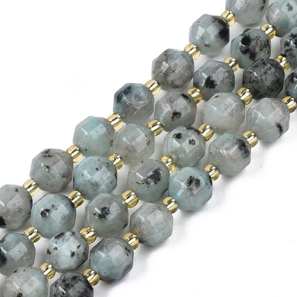 

PandaHall Natural Sesame Jasper Beads Strands, with Seed Beads, Faceted Bicone Barrel Drum, 7~8x7~8mm, Hole: 1mm, about 35~38pcs/strand...