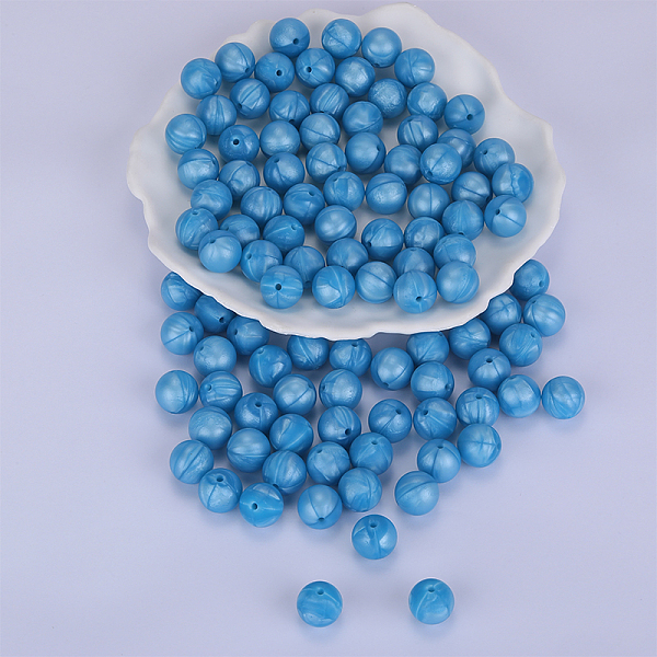 

PandaHall Round Silicone Focal Beads, Chewing Beads For Teethers, DIY Nursing Necklaces Making, Sky Blue, 15mm, Hole: 2mm Silicone Round