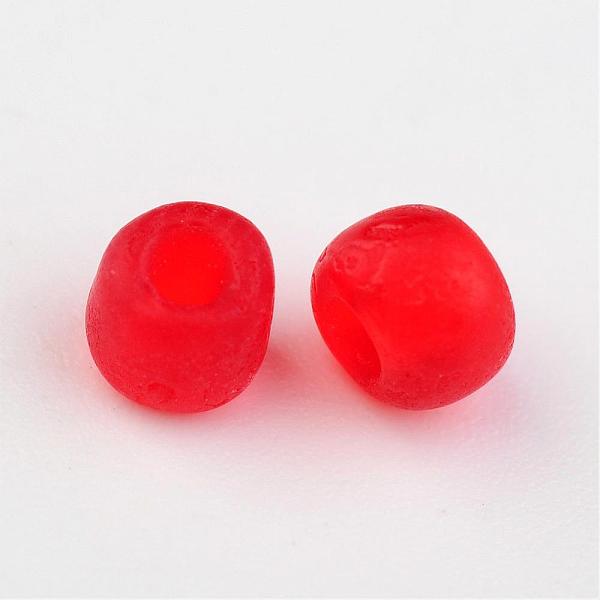 

PandaHall 6/0 Frosted Round Glass Seed Beads, Red, Size: about 4mm in diameter, hole:1.5mm, about 495pcs/50g Glass Red