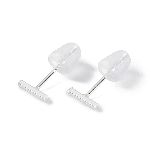 

PandaHall 999 Sterling Silver Stud Earrings for Women, with 999 Stamp, Rectangle, 1x6mm Sterling Silver Rectangle