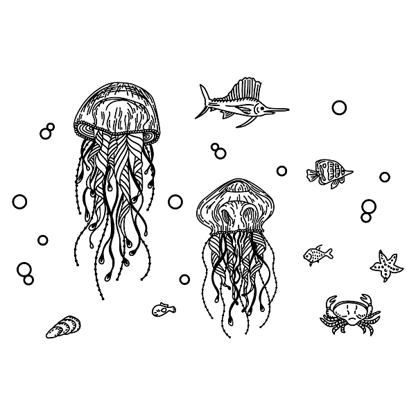 

PandaHall SUPERDANT Black Ocean Life Wall Sticker Sea Animals PVC Wall Stickers Mizuki Starfish Tuna Removable Sticker Neursery Wall Sticker...