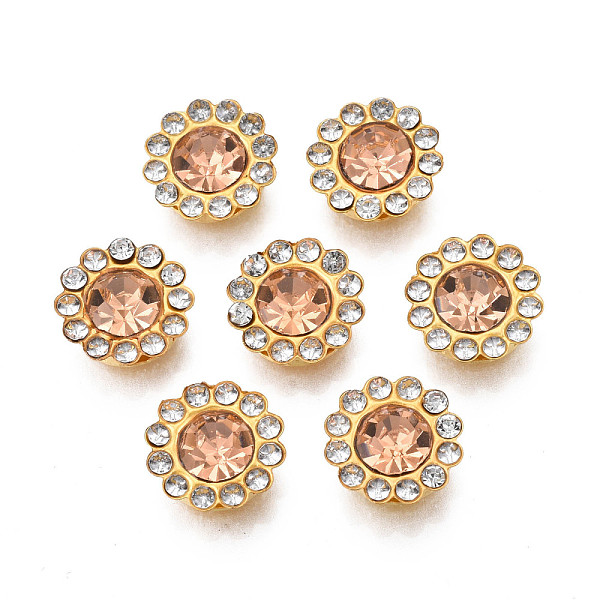 

PandaHall Sew on Rhinestone, Transparent Glass Rhinestone, with Iron Prong Settings, Faceted, Flower, Light Peach, 12x5mm, Hole: 1.2mm Glass..., Pink