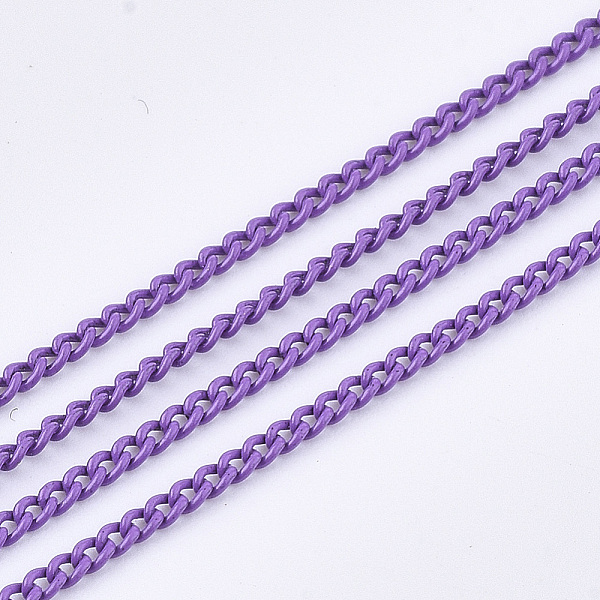 

PandaHall Spray Painted Brass Curb Chains, with Spool, Soldered, Dark Violet, 1.7x1.2x0.3mm, about 100yard/roll Brass