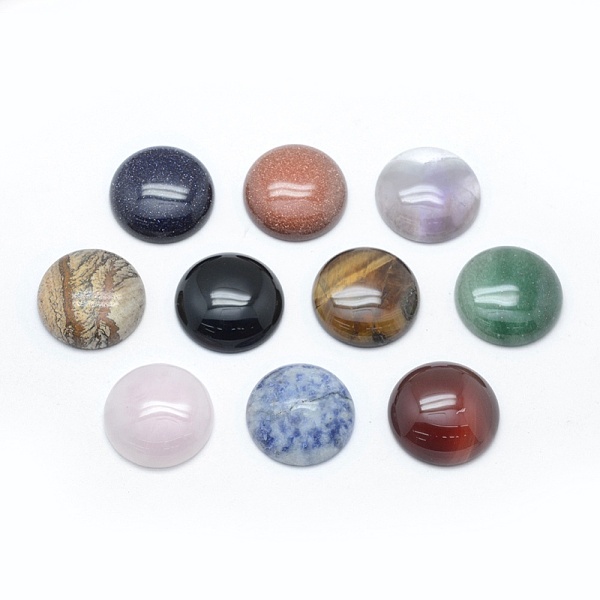 

PandaHall Natural & Synthetic Mixed Stone Cabochons, Flat Round, 24.5~25x4~7mm Mixed Stone Flat Round