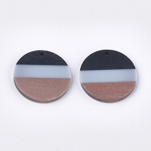 

PandaHall Tri-color Resin & Walnut Wood Pendants, Flat Round, Black, 28x3.5mm, Hole: 2mm Resin+Wood Flat Round Black