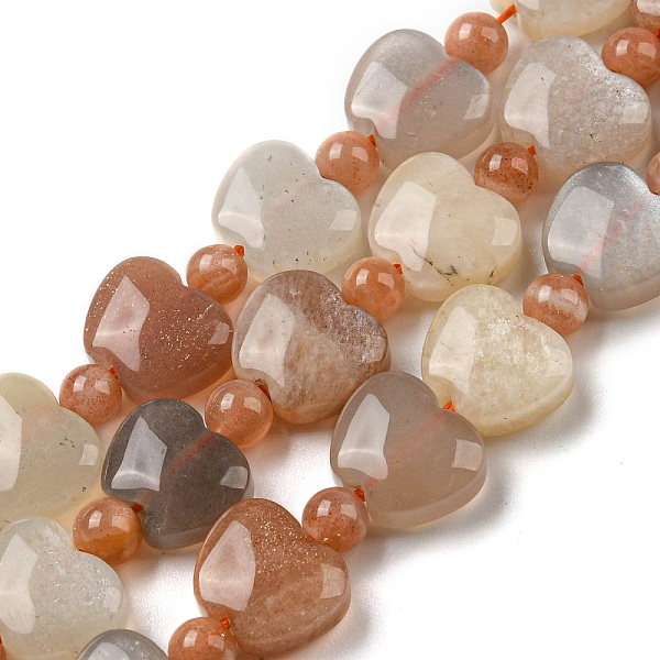 

PandaHall Natural Moonstone Beads Strands, Apple, 9x10.5x5mm, Hole: 1mm, about 35pcs/strand, 15.47''~15.67'' (39.3~39.8cm) Moonstone Apple