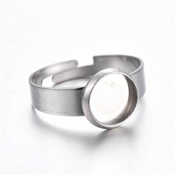 

PandaHall Adjustable 304 Stainless Steel Finger Rings Components, Pad Ring Base Findings, Flat Round, Stainless Steel Color, Size 7...