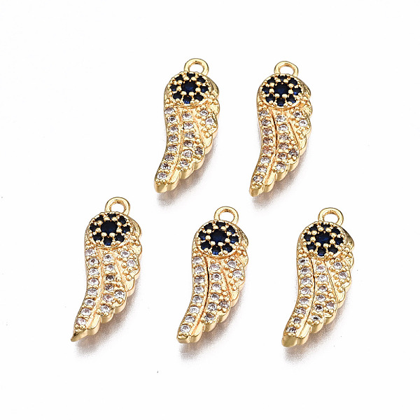 

PandaHall Brass Micro Pave Cubic Zirconia Pendants, Nickel Free, Wing, Real 18K Gold Plated, 16x6x2mm, Hole: 1.2mm Brass+Cubic Zirconia Wing..., Multicolor