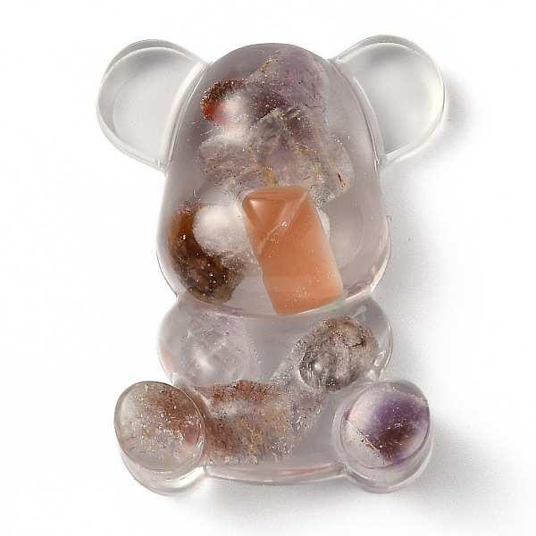 

PandaHall Resin Display Decorations, with Natural Auralite Chips Inside, Bear, 53.5~53.8x41~41.5x17.5~21mm Auralite Bear