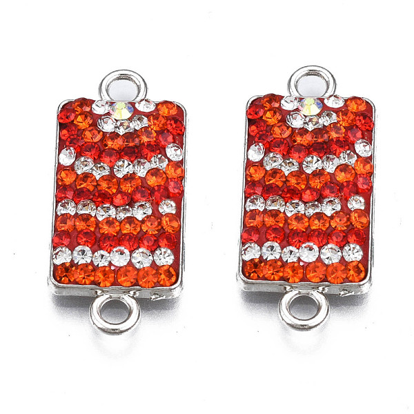 

PandaHall Rack Plating Alloy Links Connectors, with Polymer Clay Rhinestone, Cadmium Free & Lead Free, Platinum Plated, Rectangle, Crystal..., Clear